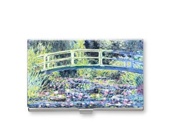 Monet Lily Bridge Stainless Steel Card Case, RFID Blocking Thin Card Holder