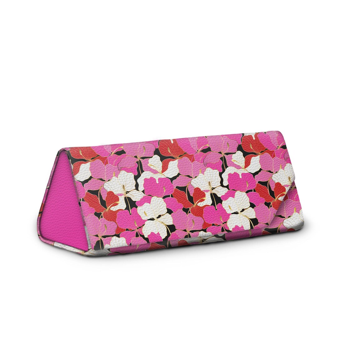 Pink Glass Case Pink Orchids Foldable Eyeglass Case, Vegan Leather Sunglasses Holder - Etsy