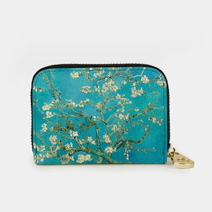 Cartera con cremallera "Van Gogh Almendro en flor", tarjetero con cremallera y protección RFID, cartera de piel vegana con 11 bolsillos, tarjetero con cremallera, regalo para artistas