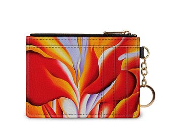 Georgia O'Keeffe Red Canna Keychain Wallet: RFID Protection, Vegan Leather