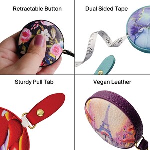 William Morris Strawberry Thief Retractable Tape Measure, 60 Inch Vegan Leather Measuring Tape Bild 8