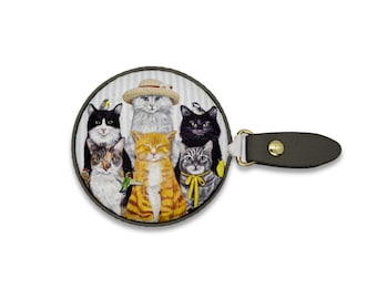 Mary Lake Thompson Cats Retractable Tape Measure, 60 Inch Vegan Leather Measuring Tape