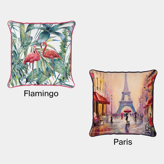 Decorative Pillow Large Paris or Flamingo Garden Pillow Weather