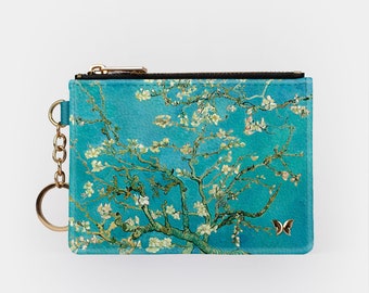 Van Gogh Almond Blossoms Keychain Wallet: RFID Vegan Leather Card Holder