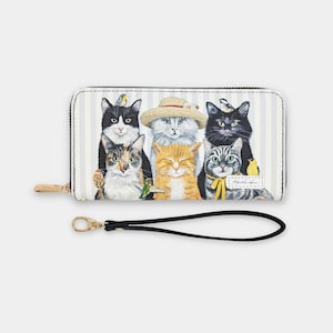 Cartera de muñeca con diseño de gatos de Mary Lake Thompson, tarjetero para teléfono, cartera plegable con adorable gatito, cartera de gran capacidad para todo uso.