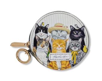 Mary Lake Thompson Cats Zipper Case: Vegan Leather Accessory Pouch