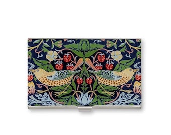 William Morris Strawberry Thief Stainless Steel Card Case, RFID Blocking Metal Card Holder