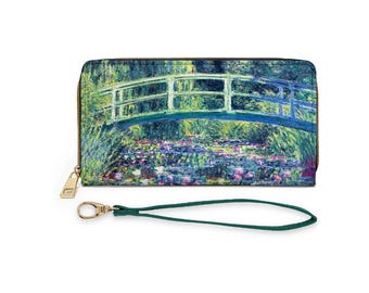 Monet Lily Bridge Wristlet Wallet, Vegan Leather Clutch With Removable Strap