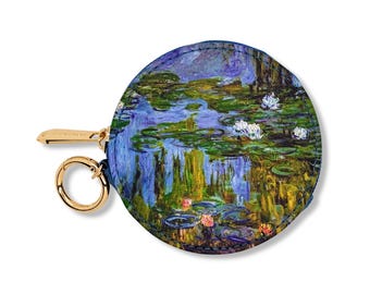 Monet Water Lilies Vegan Leather Round Zipper Case