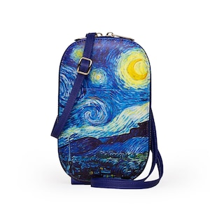 Van Gogh Starry Night Crossbody Bag: Vegan Leather Phone Purse