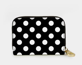 Red & Gray Polka Dots Genuine Leather Small Framed Wallet Personalized Red & Gray Polka Dots Genuine Leather Small Framed Wallet Personalized
