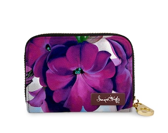 Georgia O'Keeffe Petunia Zipper Wallet, RFID Protection Vegan Leather Card Holder