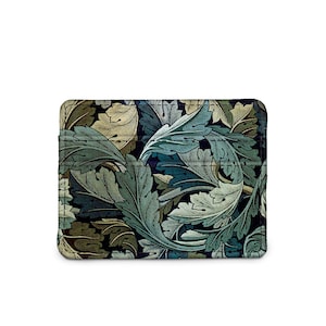 Billetera fina William Morris Acanthus, billetera RFID, billetera fina de cuero vegano, tarjetero compacto