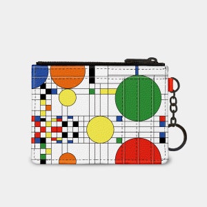Frank Lloyd Wright Avery Coonley Playhouse Keychain Wallet, RFID Protection Keychain Card Holder, Clutch Purse, Coin Purse, Vegan Leather