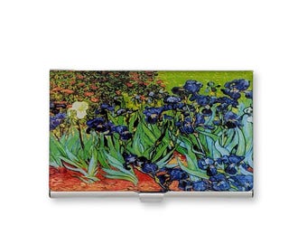 Van Gogh Irises Stainless Steel Card Case, RFID Blocking Thin Card Holder