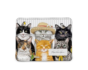 Mary Lake Thompson Cats Slim Wallet, RFID Wallet, Thin Vegan Leather Wallet, Compact Card Holder