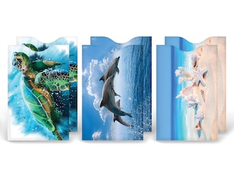 Sea Life RFID Blocking Card Sleeves: Ocean Turtle, Dolphin, Shells - 6/Pk