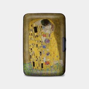 Cartera blindada RFID "El Beso de Klimt", tarjetero rígido con protección RFID, cartera de aluminio con 6 bolsillos, accesorios de bellas artes, regalos para artistas