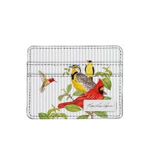 Cartera fina Mary Lake Thompson Birds, billetera RFID, billetera fina de cuero vegano, tarjetero compacto
