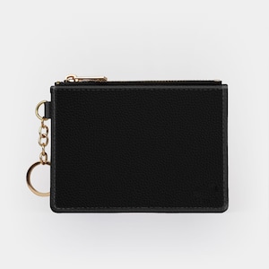 Monedero con llavero negro, tarjetero con llavero y protección RFID, bolso de mano, monedero, llavero con RFID negro simple, regalos para ella