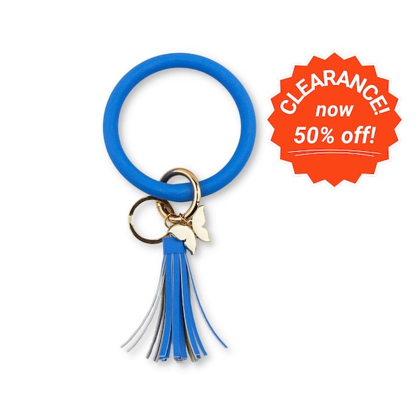Light Blue Bangle Bracelet Keychain, Vegan Leather Key Ring, Blue Wristlet Key Holder, Keychain Bracelet for Her, Wallet Bangle Key Ring
