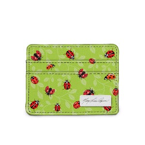 Cartera delgada Ladybug de Mary Lake Thompson, billetera RFID, billetera fina de cuero vegano, tarjetero compacto