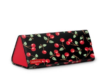 Cherries Foldable Eyeglass Case, Vegan Leather Sunglasses Holder