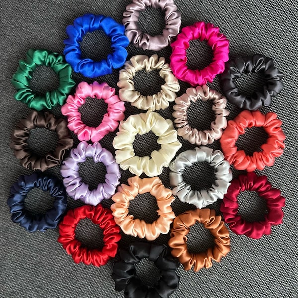 100% Premium silk scrunchies  (EXTRA MINI size) - choose your colors by leaving a note | bridesmaids | birthday | teacher | gift