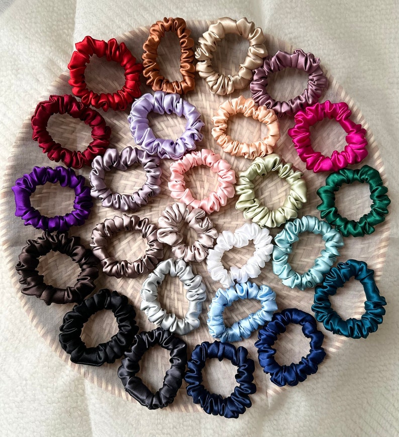 100% Premium Silk Scrunchies mini Size Choose Your Colors - Etsy