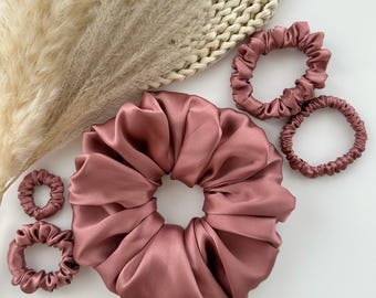 100% mulberry silk scrunchie -  dusty rose | bridesmaid | birthday | teacher | hair accessories | hair ties