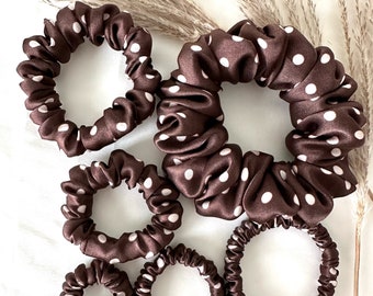 100% mulberry silk scrunchie -  polka dots | bridesmaid | birthday | teacher | hair accessories | hair tie