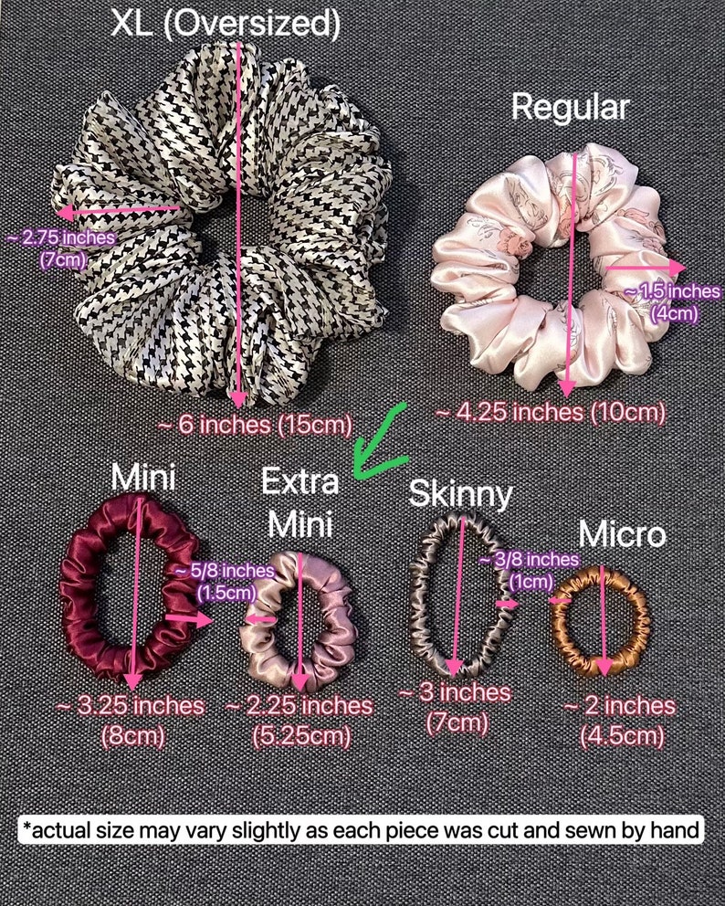100% Premium silk scrunchies EXTRA MINI size choose your colors by leaving a note bridesmaids birthday teacher gift zdjęcie 3