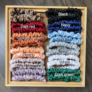 100% premium silk scrunchies skinny size bridesmaid birthday teacher gifts party favors zdjęcie 4