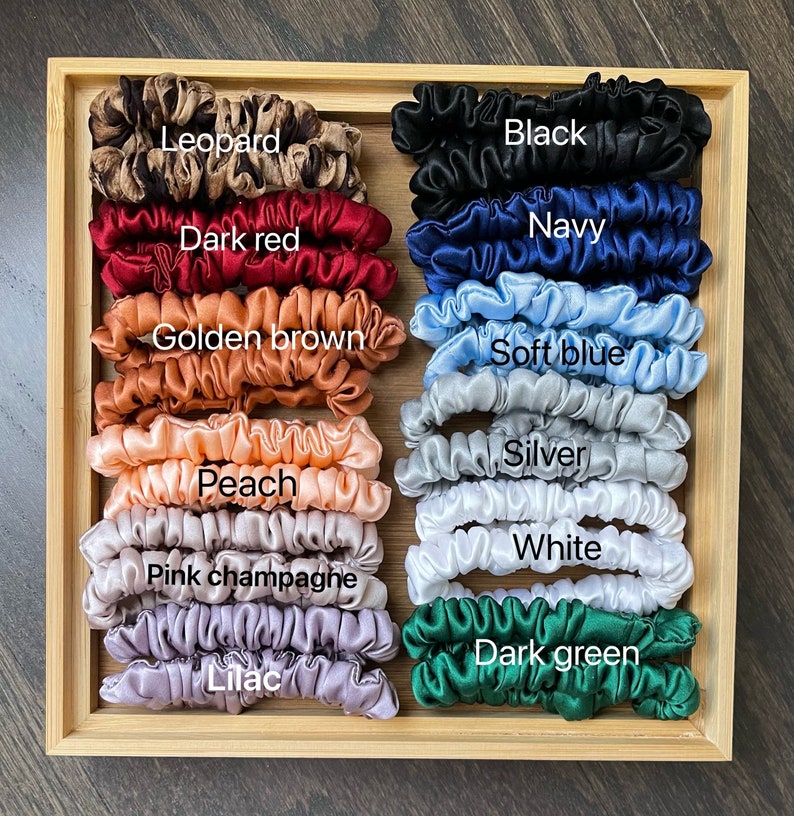 100% premium silk scrunchies skinny size bridesmaid birthday teacher gifts party favors zdjęcie 4