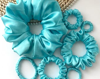 100% mulberry silk scrunchie -  Diamond Blue | bridesmaid | birthday | teacher | hair accessories | hair ties