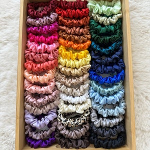 100% Premium silk scrunchies  (MINI size) - choose your colors by leaving a note | bridesmaids | birthday | teacher | gift