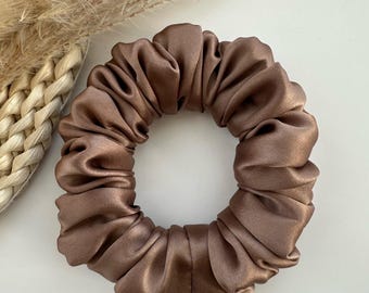 100% mulberry silk scrunchie -  chestnut brown | earth tone | bridesmaid | birthday | teacher | hair accessories | hair ties
