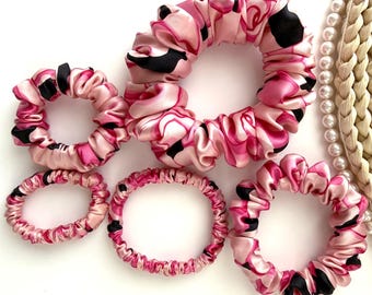 100% mulberry silk scrunchie -  Pink Rose | bridesmaid | birthday | teacher | hair accessories | hair tie