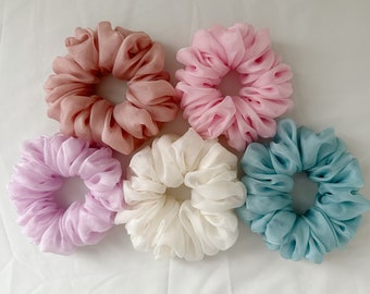 Ultra soft chiffon silk scrunchie - 100% silk | light-weight| bridesmaid | birthday | gift | favor | hair care |