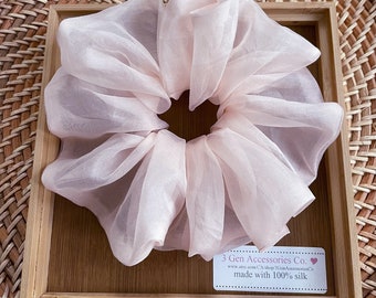 100% organza silk scrunchie - | bridesmaid | birthday | teacher | gift | gift for her | favors | oversized XL | regular | mini