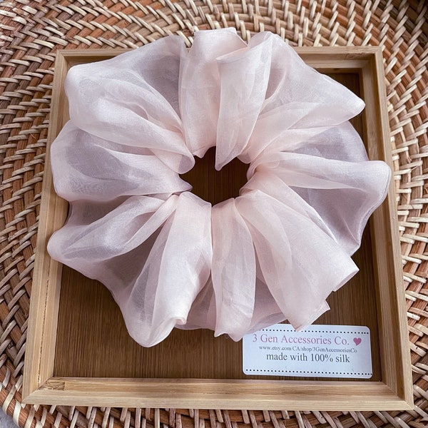 100% organza seda scrunchie - / dama de honor / cumpleaños / maestra / regalo / regalo para ella / favores / oversized XL / regular / mini