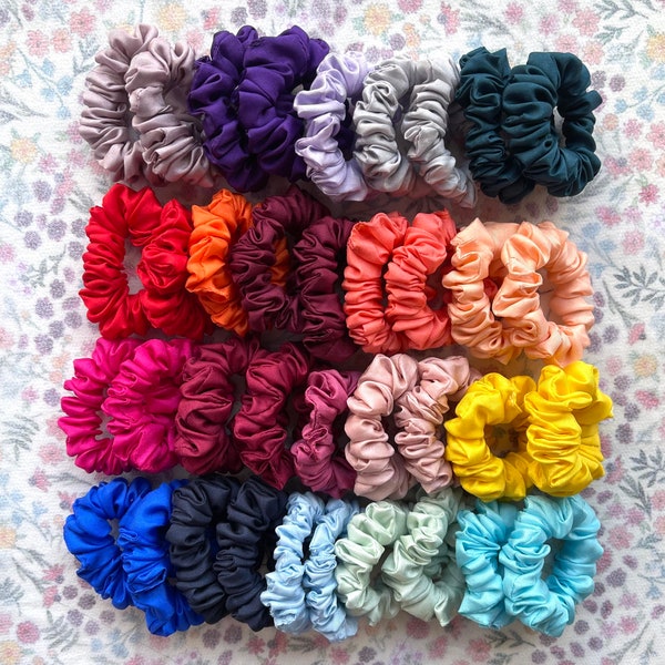 100% habotai silk scrunchies - extra mini | bridesmaid | birthday | party favor | hair tie | fine hair | braids | detangle |