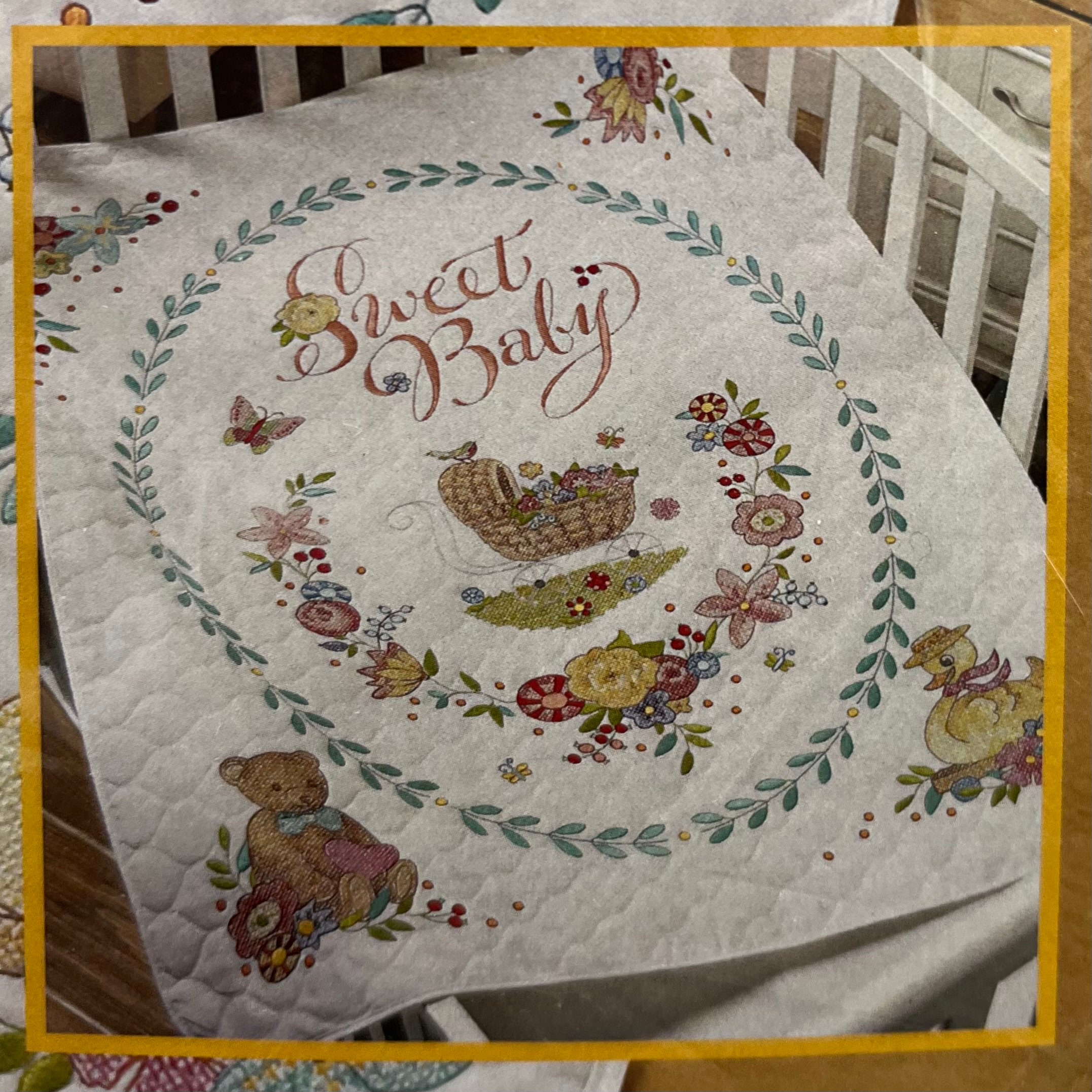 Bucilla Stamped Cross Stitch Crib Cover Kit 34x43-sweet Baby