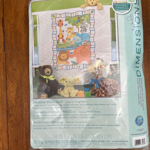 Dimensions ModZoo Baby Quilt Stamped Cross Stitch Kit