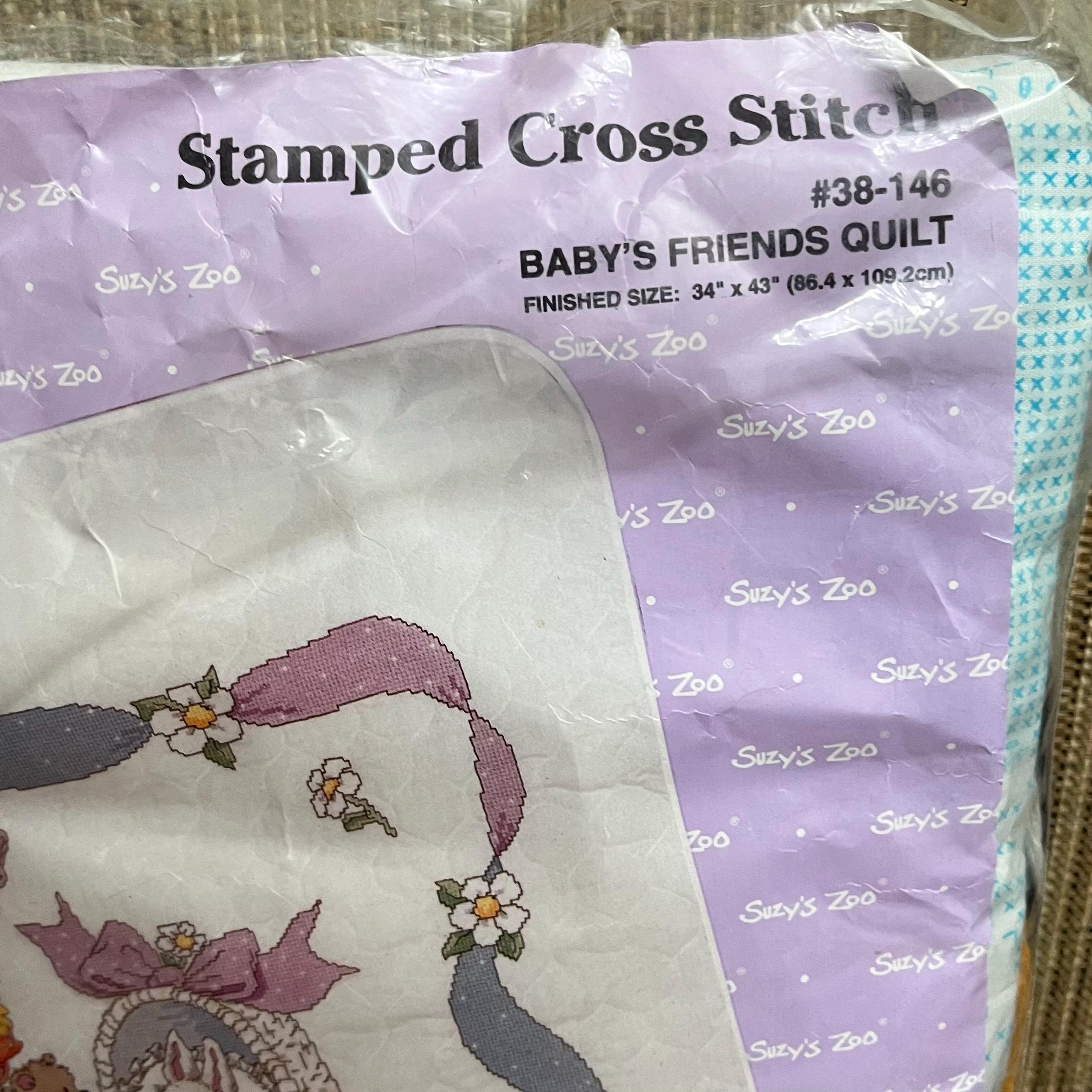 VINTAGE Janlynn Suzy’s Zoo Baby’s Friends Crib Cover Baby Quilt Stamped ...
