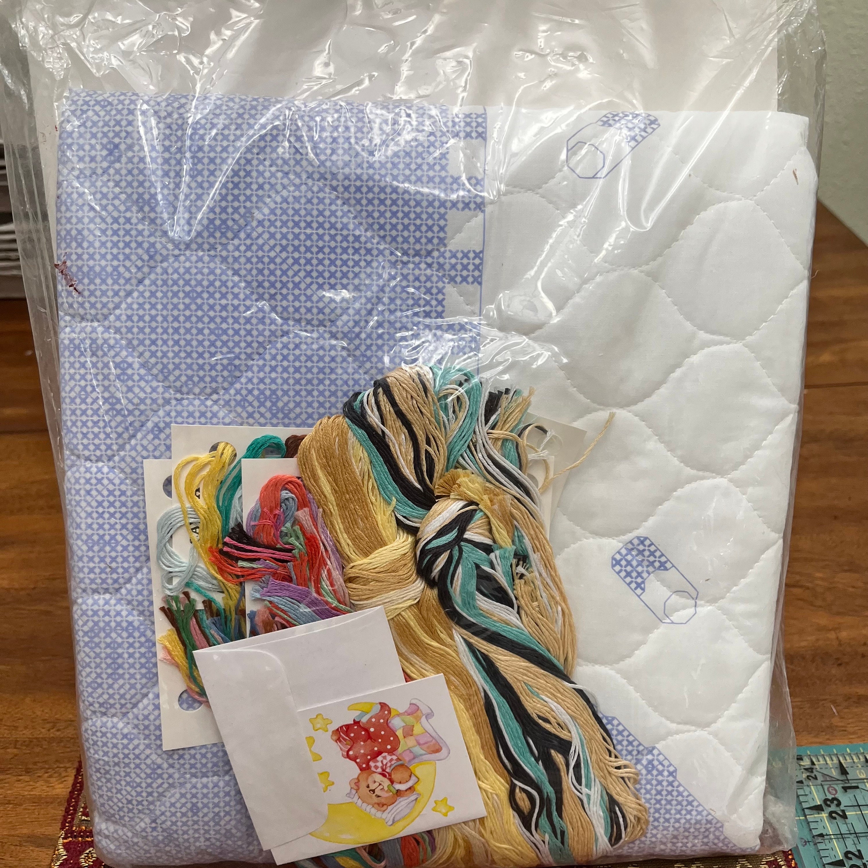 Janlynn B is for Baby Bear Crib Cover Baby Quilt Stamped Cross Stitch ...