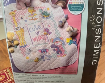 Janlynn B is for Baby Bear Crib Cover Baby Quilt Stamped Cross Stitch ...