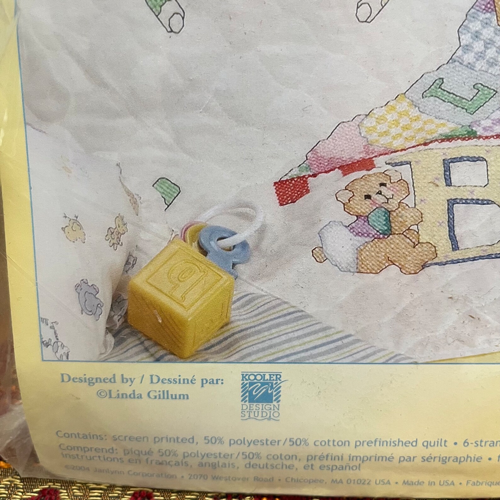 Janlynn B is for Baby Bear Crib Cover Baby Quilt Stamped Cross Stitch ...