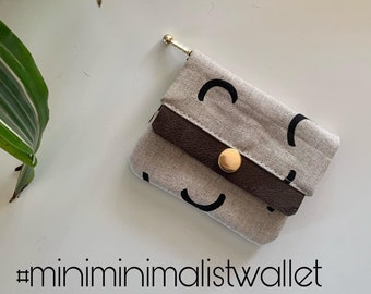 Mini Minimalist Wallet, Coin Purse, Minimalist Wallet, Linen Pouch, Noodlehead pattern, Amy Van Luijk fabric, Figo Linen