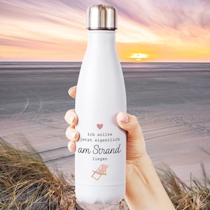 Trinkflasche Thermosflasche Strand, Edelstahl, Geschenk für Freundin, Geschenkidee Frauen, Isolierflasche, Geschenk Geburtstag, Meer, Strand